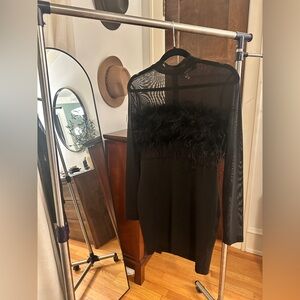 Vintage Akira feather and mesh dress in black